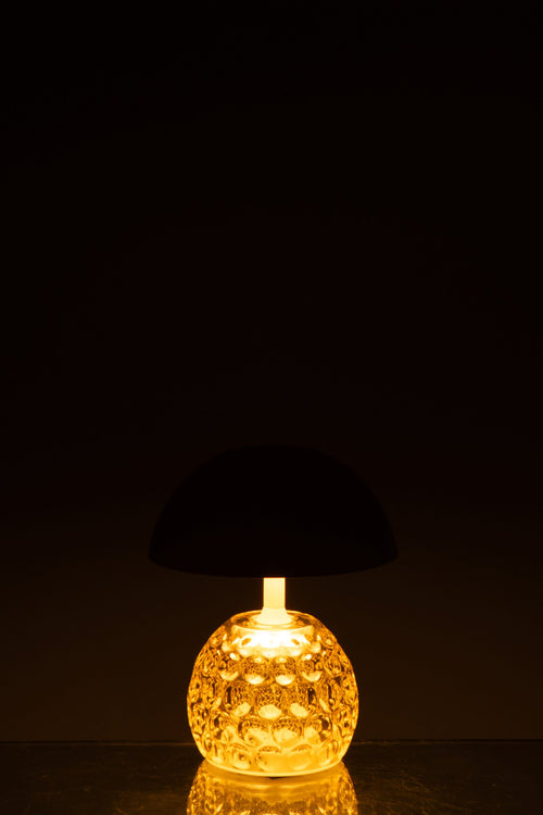 J-Line lamp Champignon - ijzer/glas - geel - LED lichtjes