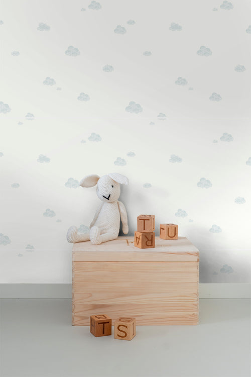 Sanders & Sanders behang wolkjes vergrijsd blauw en wit - 53 cm x 10 m - 640301 - vtwonen shop