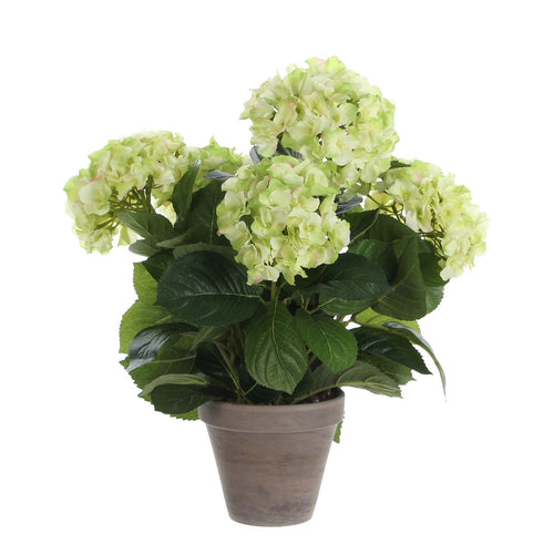 Mica Decorations Hortensia Kunstplant in Bloempot Stan - H45 x Ø45 cm - Groen