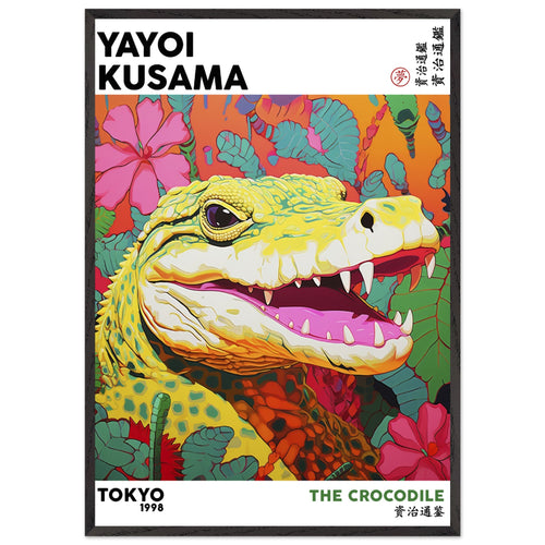 Artfulprints Poster met Lijst Yayoi Kusama - The crocodile   - 70x100 cm - Meerkleurig