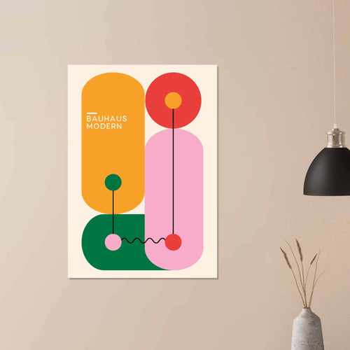 Artfulprints Poster met Lijst Bauhaus - Modern art   - 50x70 cm - Meerkleurig