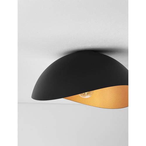 Nova Luce OPSI Plafondlamp met komvormige kap van 40 cm, halfverzonken, zandkleurig zwart, goudkleurig, E27 fitting, 1x12W