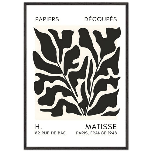 Artfulprints Poster met Lijst Matisse – Seabed shapes black   - 70x100 cm - Zwart