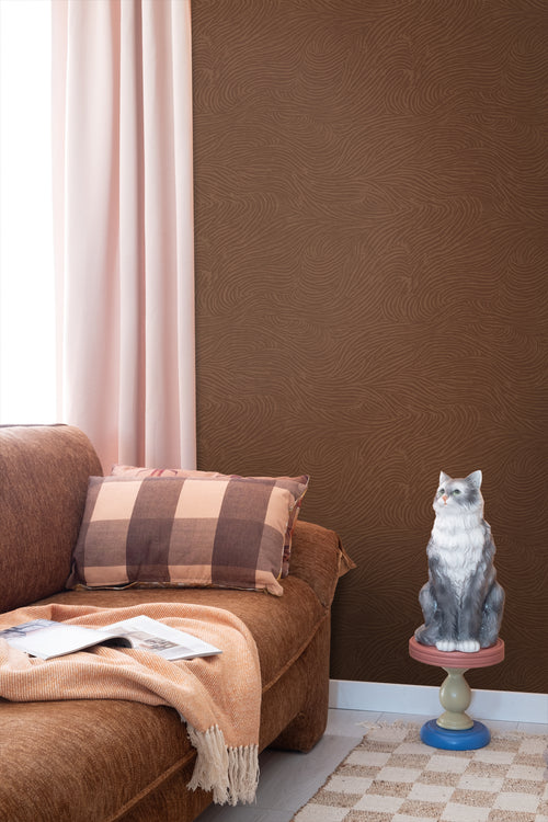 ESTAhome behang 3d golvende lijnen terracotta - 50 x 900 cm - 131368 - vtwonen shop