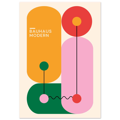 Artfulprints Poster met Lijst Bauhaus - Modern art   - A4 21x29.7 cm - Meerkleurig