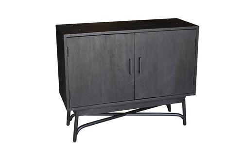 Giga Meubel Vitrinekast Romee - Mangohout - Zwart - 100x38x220cm - vtwonen shop