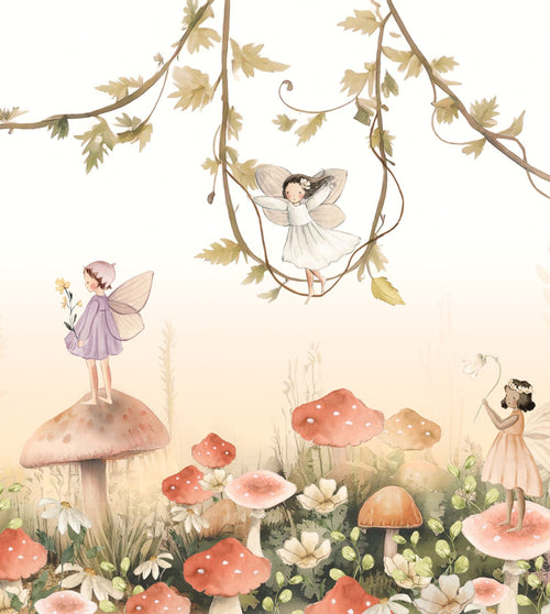 ESTAhome fotobehang elfjes wit, beige, groen en roze - 250 x 279 cm - 159499 - vtwonen shop