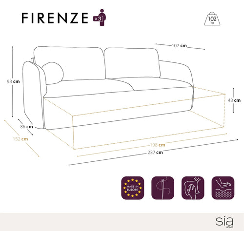 Sia Home -  FIRENZE - Olifantenfluweel - Zwart - 237cm