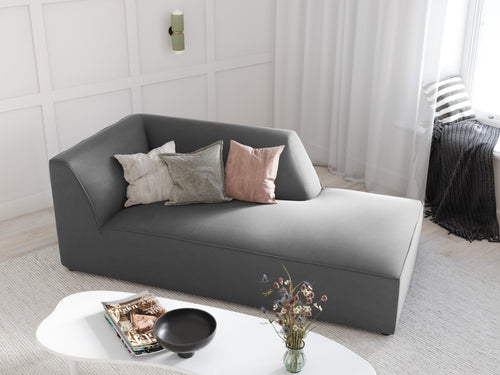 Micadoni - Rechter chaise longue "Ruby" flueel, grijs - 180x93x69cm