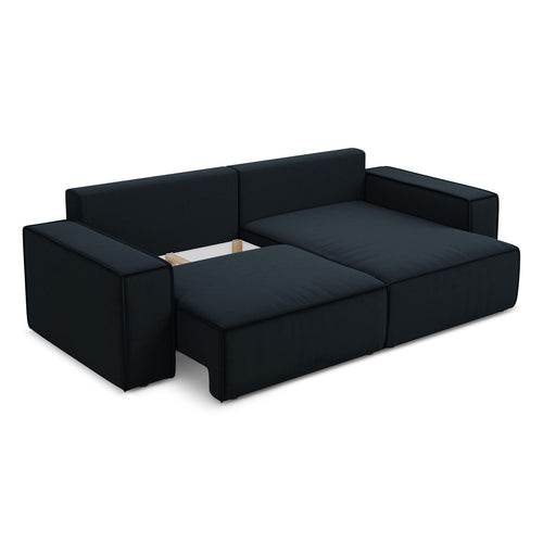 LaMiaSofa hoekbank rechts Livorno - velours - koningsblauw - 257x148x82