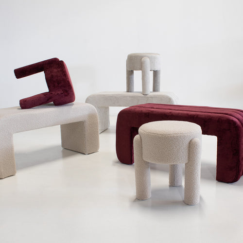 Giga Meubel Poef Yara - Stof - Burgundy - 44x44x42cm - vtwonen shop