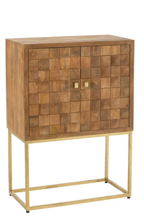 J-Line kast Nino Op Staander - metaal/mangohout - naturel/goud - vtwonen shop
