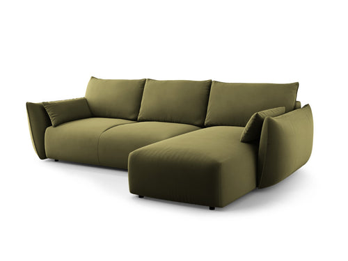 Cosmopolitan Design Converteerbare hoekbank rechts met opbergdoos Matera 4-zits, flueel groente - 173x253x86cm