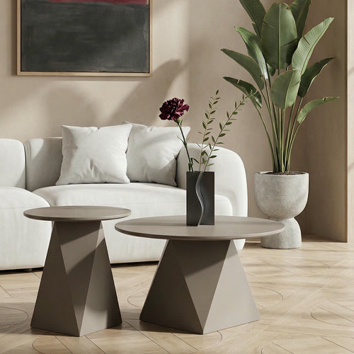 Furnhouse salontafel set Aura - Beige - Ø 50/80 cm