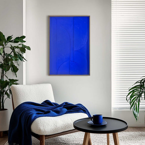 Reinders Shapes - cobalt blue schilderij 3d art -  blauw - woonkamer - 70x50cm