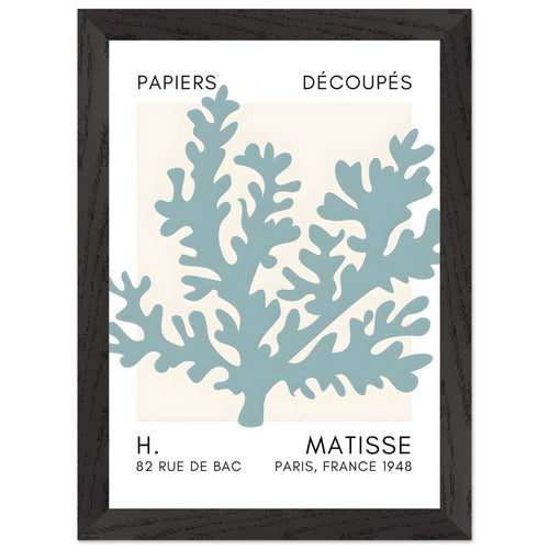 Artfulprints Poster met Lijst Matisse – Aqua bloom turquoise   - A4 21x29.7 cm - Turquoise