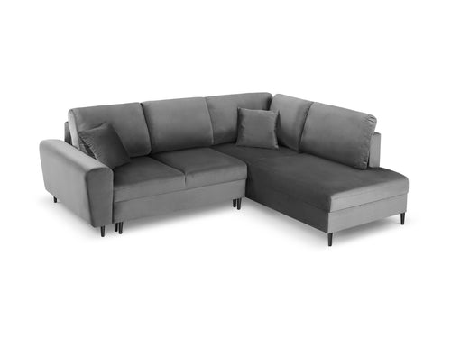 Cosmopolitan Design Converteerbare hoekbank rechts met opbergdoos Kyoto 5-zits, flueel, lichtgrijs - 194x243x88cm