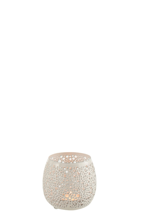 J-Line theelichthouder Geperforeerd - metaal - wit - vtwonen shop