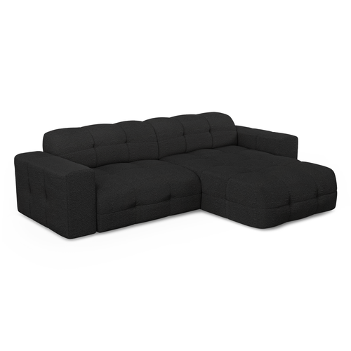 Sia Home - Hoekbank rechts MAEL - Bouclette stof - Donker antraciet - 230cm - vtwonen shop