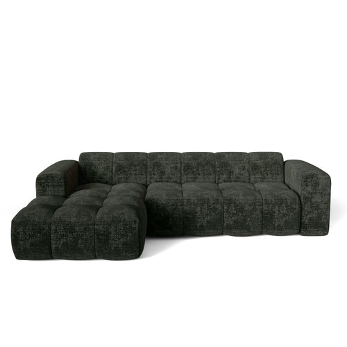 Premium Interiors - Linkerhoekbank BLOOM - gewaafd fluweel antracietgrijs 290cm