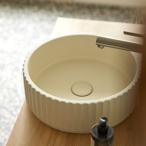 Tikamoon Ronde cementen wastafel cream ∅ 36 cm - Beige