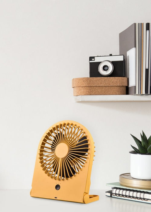 Trio Leuchten Tafelventilator Breezy - H 23 cm - Accu oplaadbaar - geel - vtwonen shop