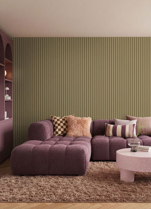ESTAhome behang strepen khaki groen - 50 x 900 cm - 131912
