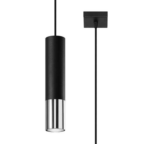 Sollux Lighting Hanglamp LOOPEZ 1 zwart/chroom - 8x8x100cm