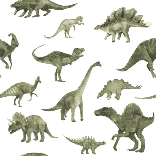 ESTAhome behang dinosaurussen donkergroen - 50 x 900 cm - 131200