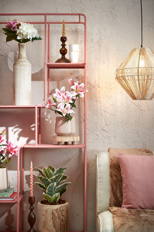 Mica Decorations Tijgerlelie Kunstplant in Bloempot Stan - H47 x Ø45 cm - Roze