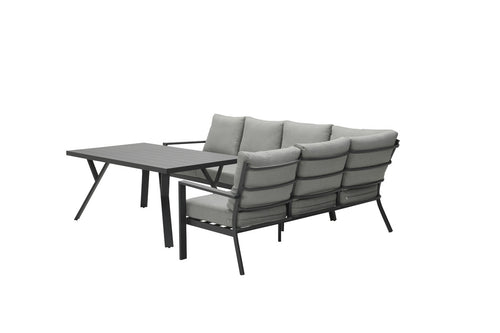 Sergio lounge-diningset - 3-delig - rechts - carbon black-licht grijs