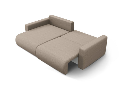 Cosmopolitan Design Omkeerbare converteerbare hoekbank met opbergdoos Belfast 3-zits, structurele stof donkerbeige - 149x240x84cm