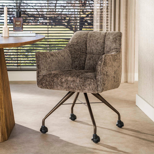 Giga Meubel Eetkamerstoel Hoven - Taupe - Incl. Wieltjes - Set van 2