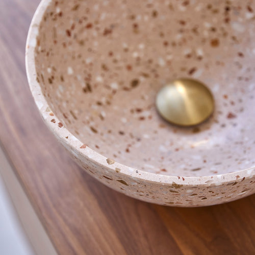 Tikamoon Ronde waskom van roze premium terrazzo ∅ 32 cm - Roze