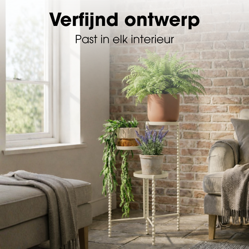 Mica Decorations Salvo Plantenrek - Plantenstandaard voor Kamerplanten - Plantentafeltje voor Binnen - Plantenonderzetter met Drie Plateaus - 40 x 40