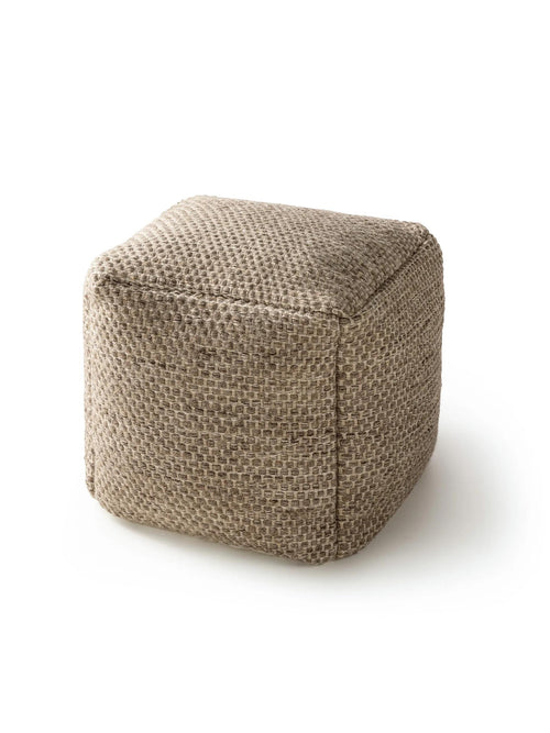 benuta handgemaakte wollen poef Rocco - taupe - 45x45x45 cm