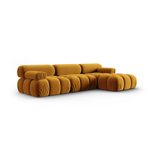 Cosmopolitan Design - Modulaire hoekbank rechts Cortina 4-zits, flueel geel - 155x282x70cm