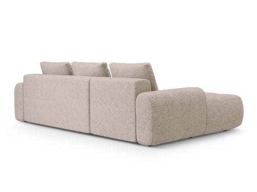 Cosmopolitan Design Uitklapbare hoekbank links met opbergdoos Linz 3-zits, structurele stof zand - 142x275x84cm