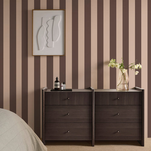 MADE Vliesbehang - Demi Mocha Wide Stripe