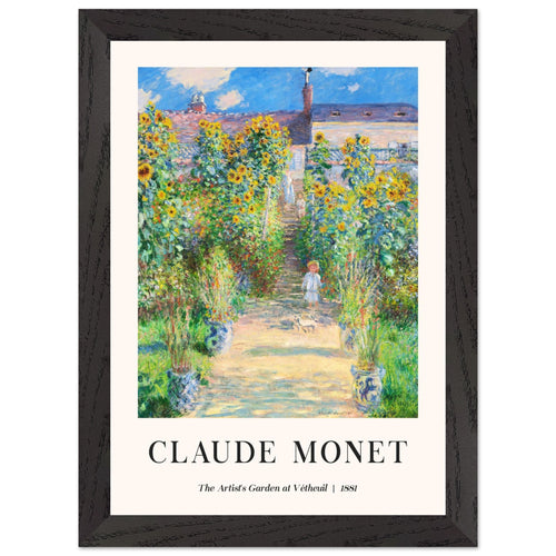 Artfulprints Poster met Lijst Claude Monet - The artist's garden at Vétheuil   - A4 21x29.7 cm - Groen