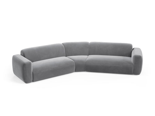 Cosmopolitan Design Symmetrische modulaire hoekbank Strino 3-zits, flueel grijs - 210x344x78cm