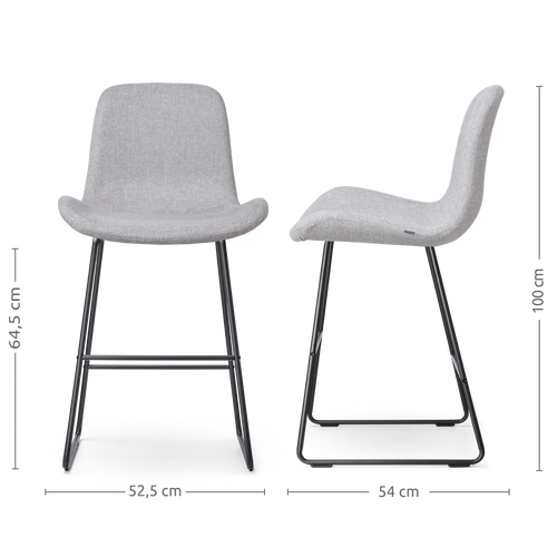 Nolon Nino-Fé Barkruk Lichtgrijs - Zwart Onderstel - 65 cm - vtwonen shop