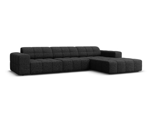 Cosmopolitan Design rechter hoekbank Chicago 4-zits, chenille zwart - 167x294x78cm