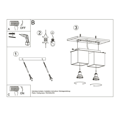 Sollux Lighting Plafondlamp QUAD 2 zwart - 26x11x12cm