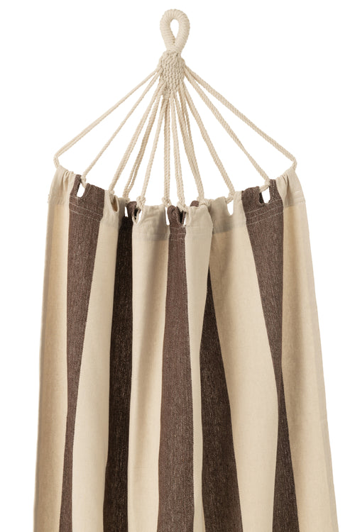 J-Line hangmat Brede Strepen - katoen/polyester - donkerbruin/ecru