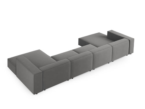Cosmopolitan Design Panoramische bank Arendal 6-zits, flueel, cement - 166x364x70cm