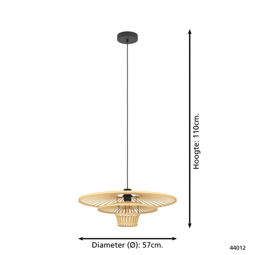 EGLO hanglamp Lydney - e27 - ø 57 cm - zwart/bruin - vtwonen shop