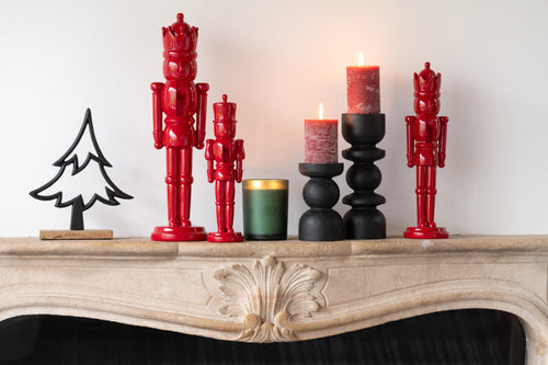 J-Line figuur Notenkraker - polyresin - blinkend rood - small - 2 stuks
