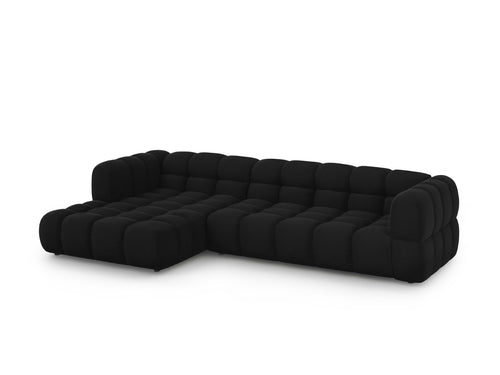 Cosmopolitan Design Modulaire hoekbank links Sky 4-zits, flueel, zwart - 162x300x70cm