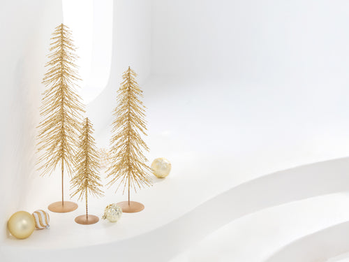 J-Line decoratie Kerstboom Glitters - kunststof - goud - large